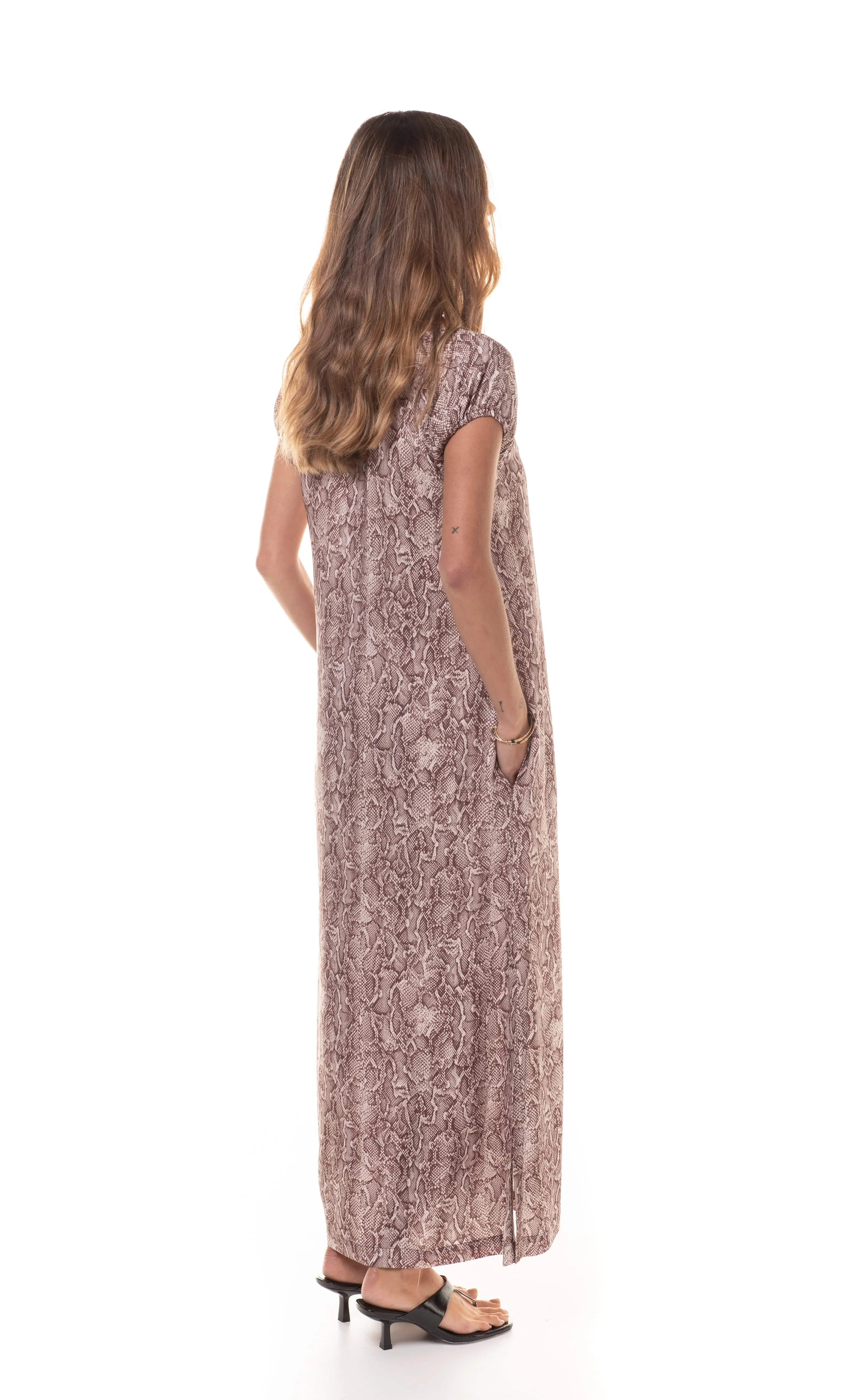 The Tunik Aurelia sun dress - Reptile Mocha print