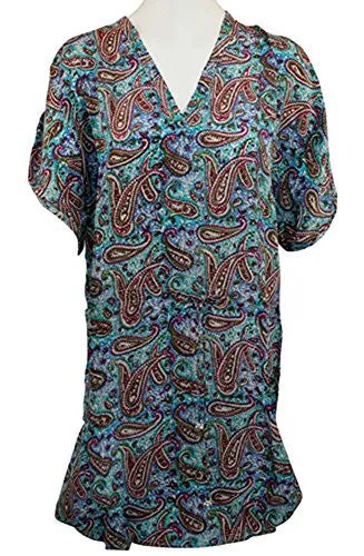 Tolani Apparel - Anna Flared Tunic, V-Neck Tie, Paisley Print Top