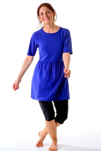 Tunic Short Sleeve Mini Swim Dress Cover Up