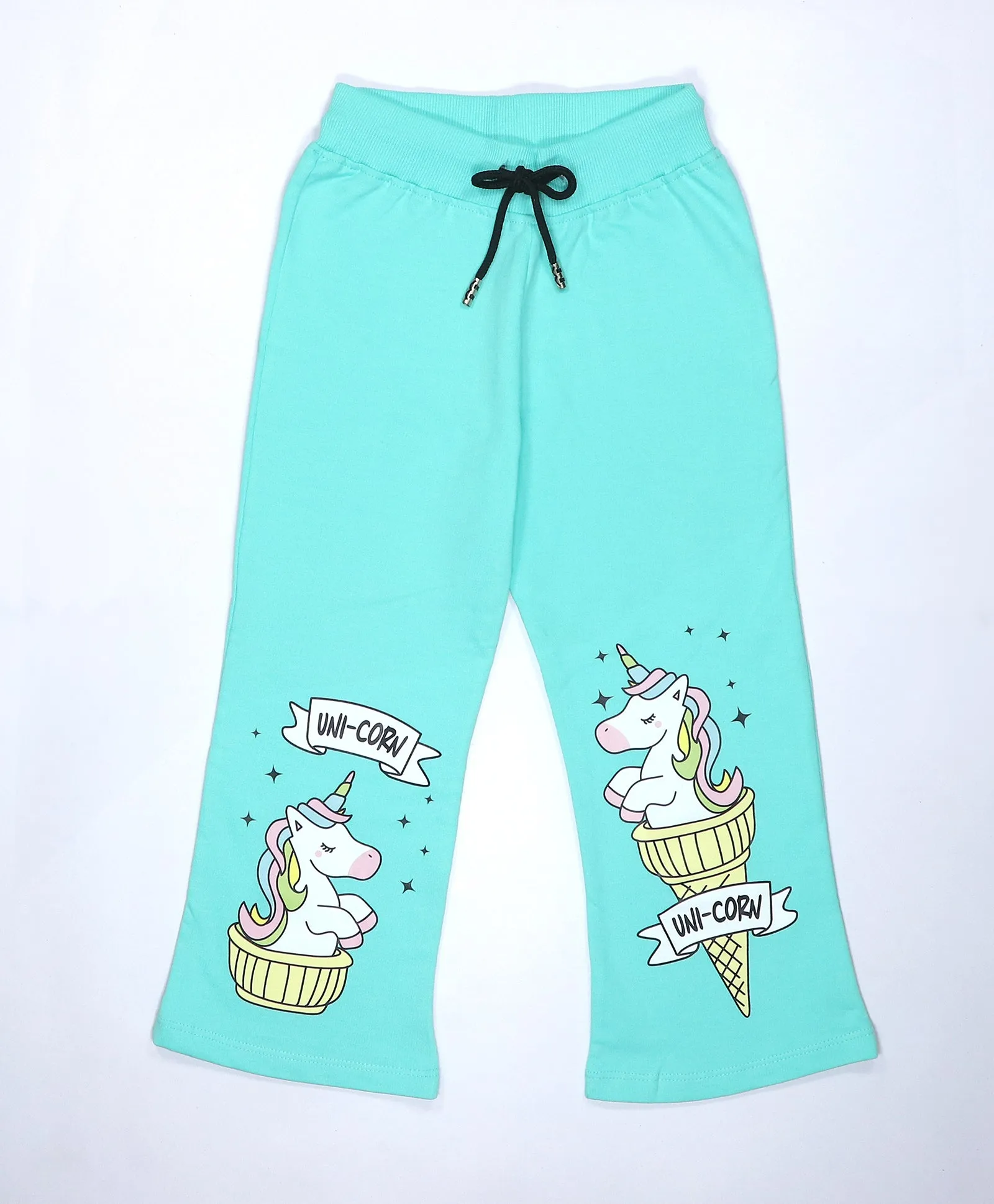 Unicorn Print Girls Sweatshirt & Flared Pants Set