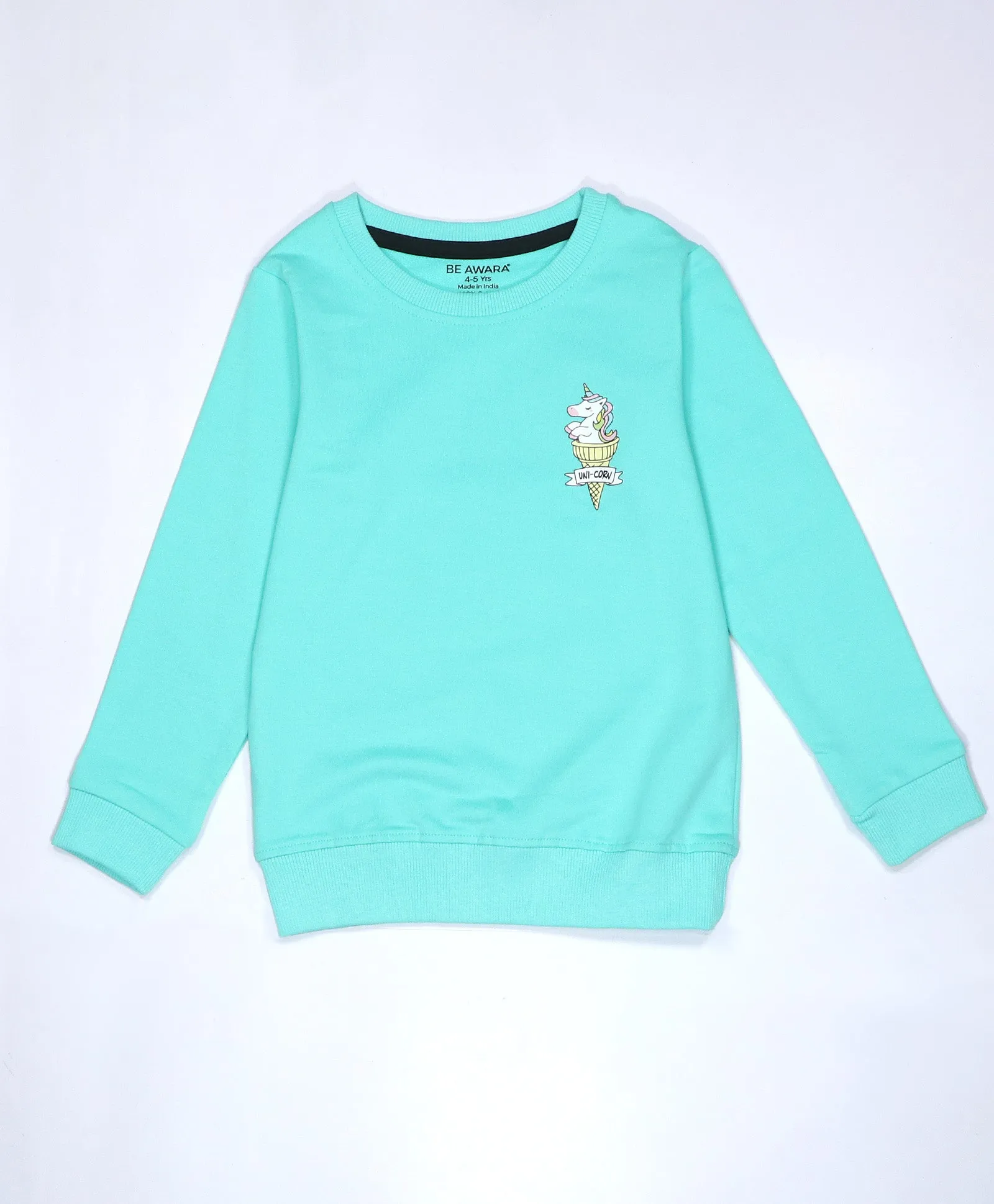 Unicorn Print Girls Sweatshirt & Flared Pants Set