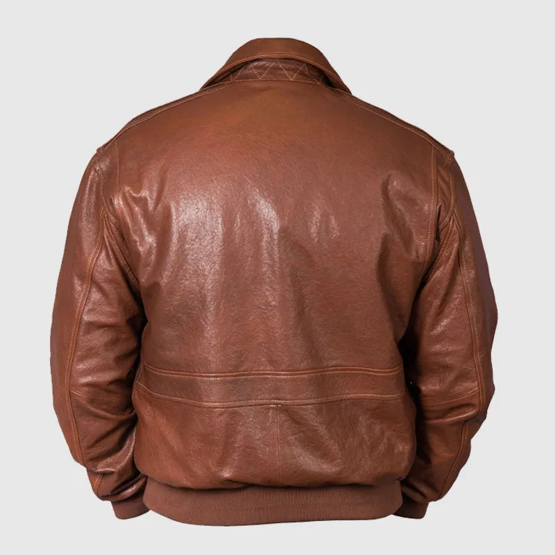 Unique Air Force Flight Brown Leather Jacket