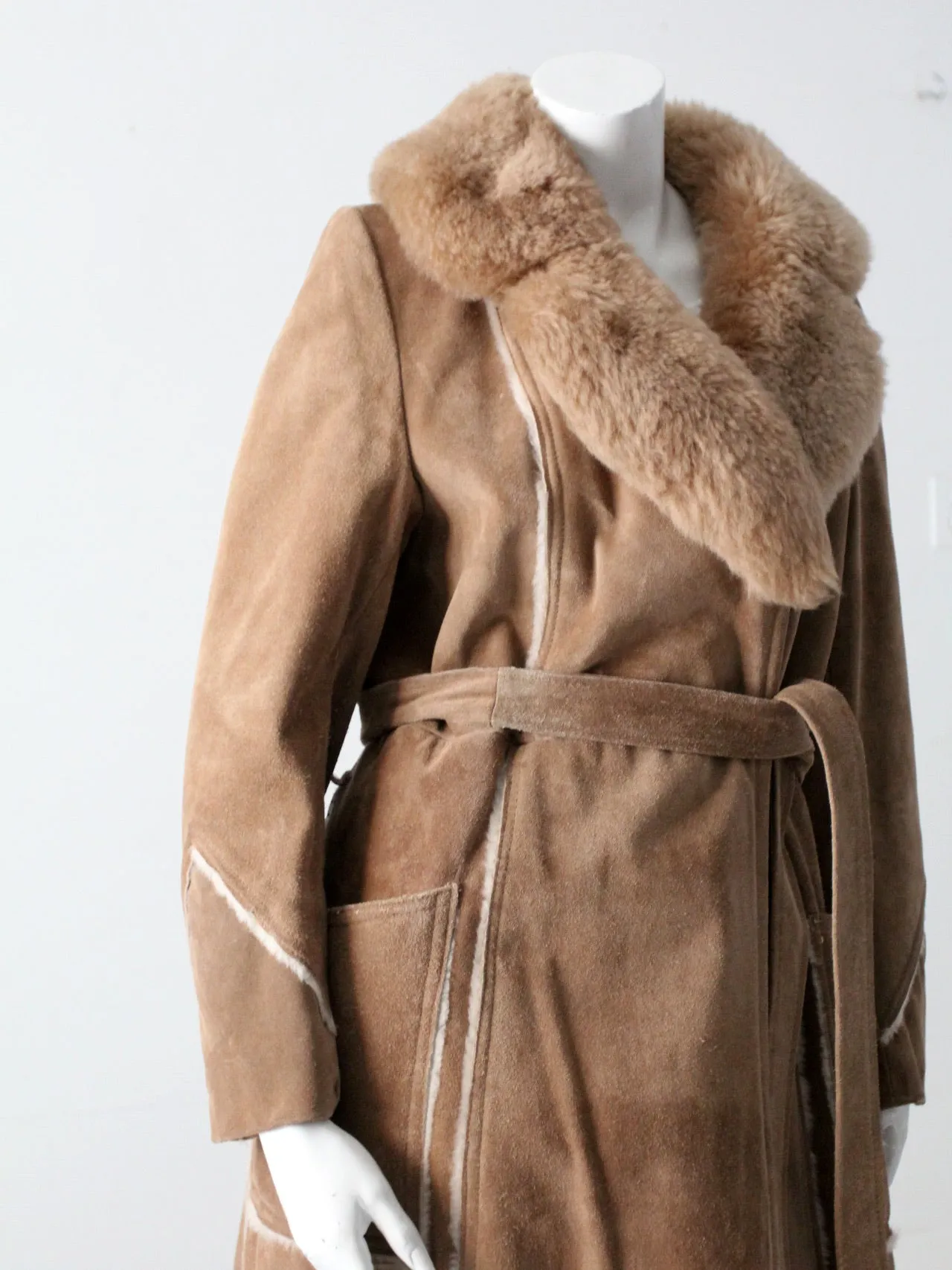 vintage 70s shearling full length coat