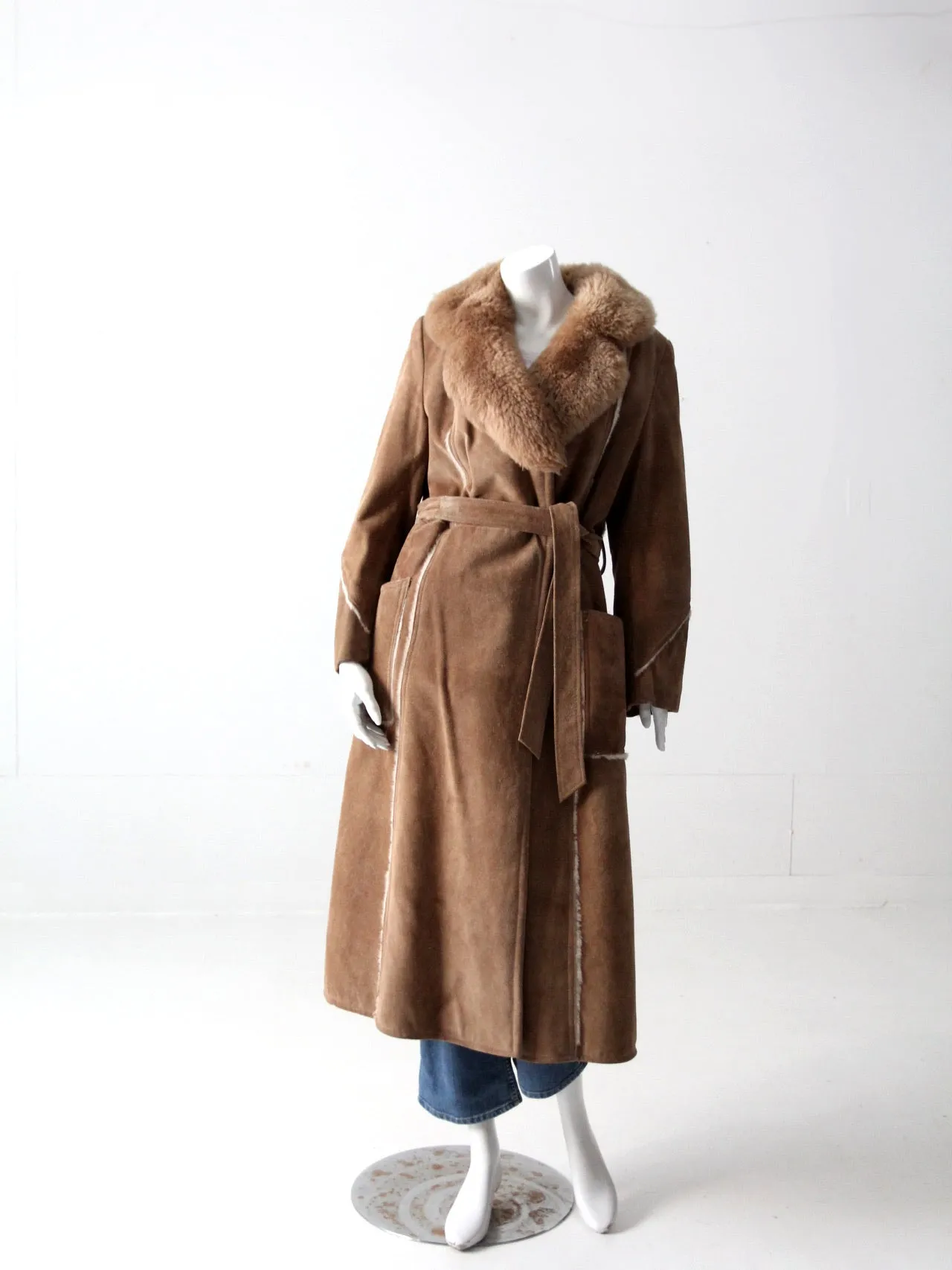 vintage 70s shearling full length coat