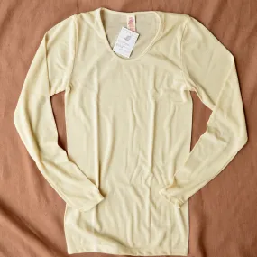 Women's 100% Organic Merino Wool Long Sleeve Top - Natural