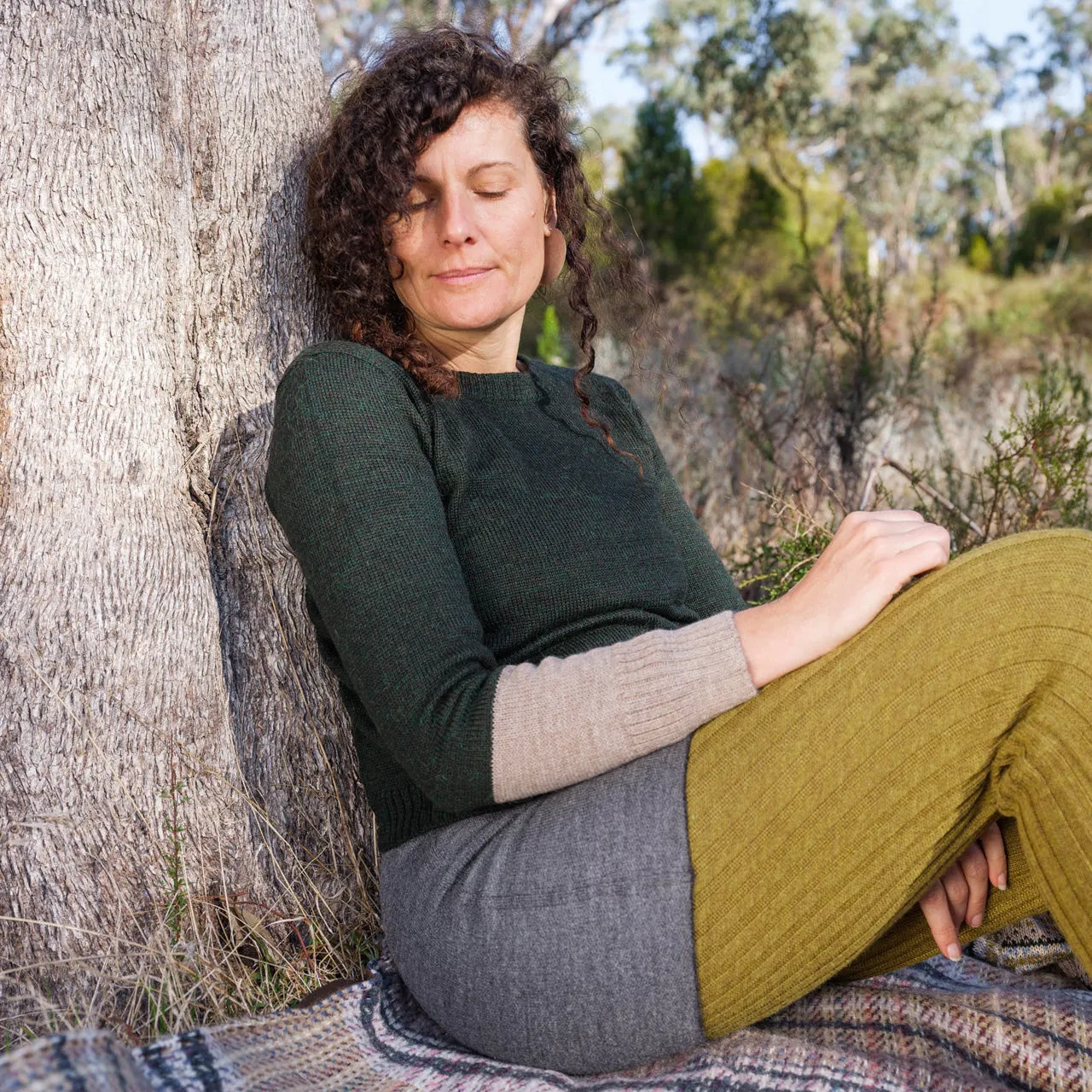 Women's Cable Colourblock Jumper in Baby Alpaca (AW23) *Last ones