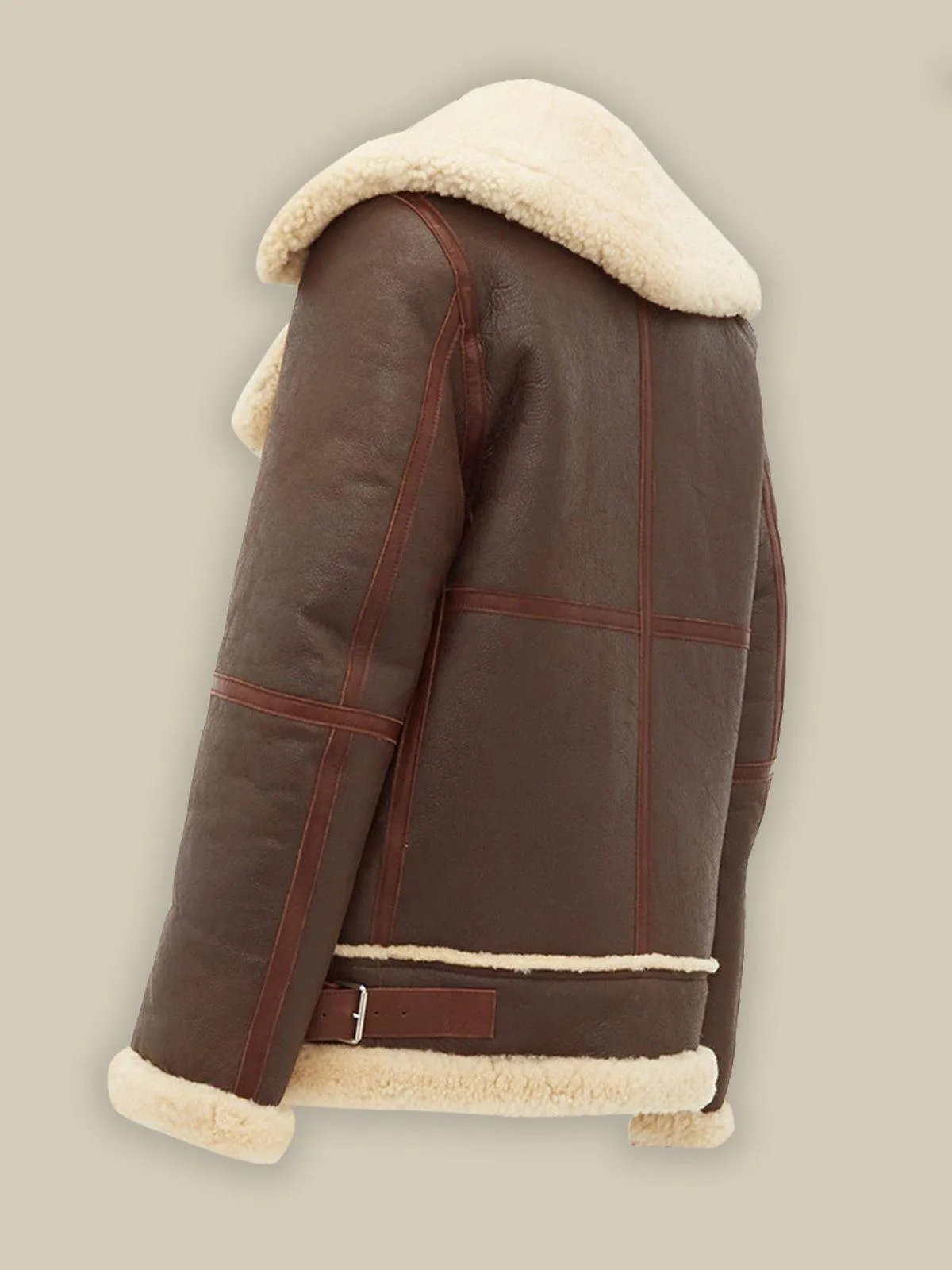 Women's Coffee Brown Shearling Leather Jacket