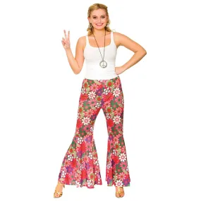 Womens Flower Power Hippie Trousers Halloween Costume